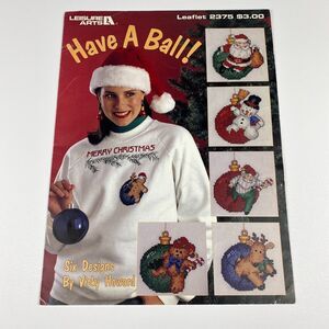 VTG 1993 Leisure Arts Have A Ball Christmas Ornaments Cross Stitch Leaflet 2375
